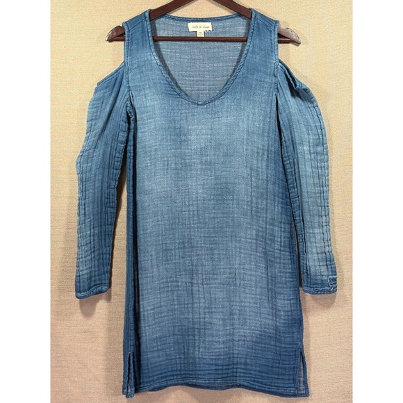 cloth & stone Dresses & Skirts - Cloth & Stone Athropologie Chambray‎ Cold Shoulder Double Gauze Cotton XS